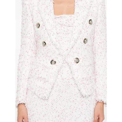 Balmain Tweed Fitted Blazer With Decorative-buttons In White