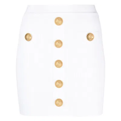 Balmain Viscose Blend Skirt With Iconic Buttons In White
