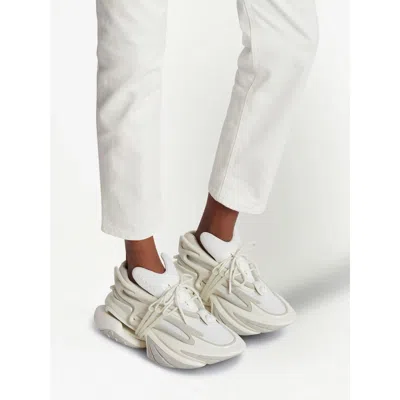 Balmain Unicorn Sneakers In Neoprene And Leather In White