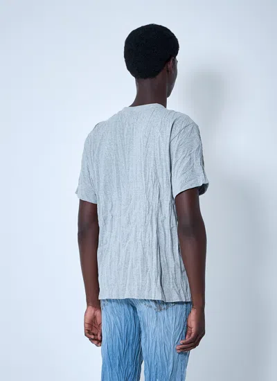 Bottega Veneta Men Grey Crewneck T-shirt With Maxi Print On The Front And Wrinkled Ffect In Cotton M In Blue