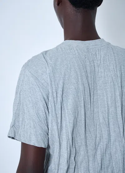 Bottega Veneta Men Grey Crewneck T-shirt With Maxi Print On The Front And Wrinkled Ffect In Cotton M In Blue