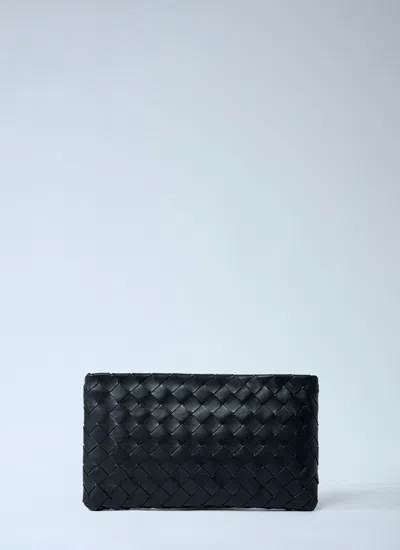 Bottega Veneta Women Small Intrecciato Flat Pouch In Black