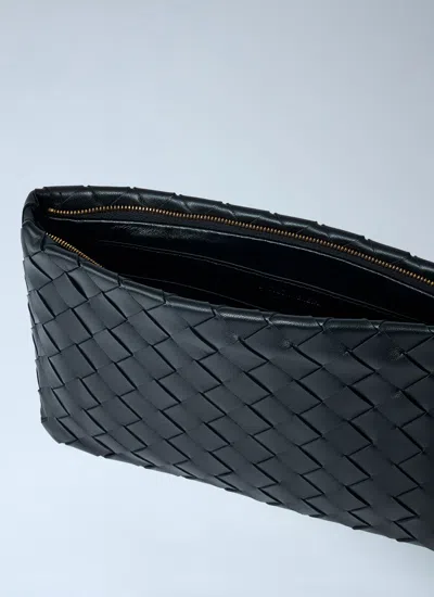 Bottega Veneta Women Small Intrecciato Flat Pouch In Black