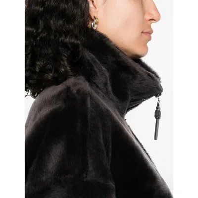 Brunello Cucinelli Grey Shearling Jacket With Two Front Welt Pockets With Zip In Black