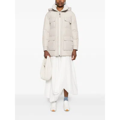 Brunello Cucinelli Hooded Down Jacket In Nylon And Cotton In White