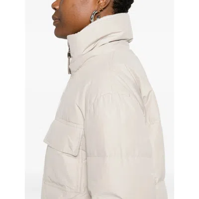 Brunello Cucinelli Hooded Down Jacket In Nylon And Cotton In White