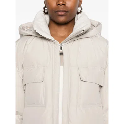 Brunello Cucinelli Hooded Down Jacket In Nylon And Cotton In White