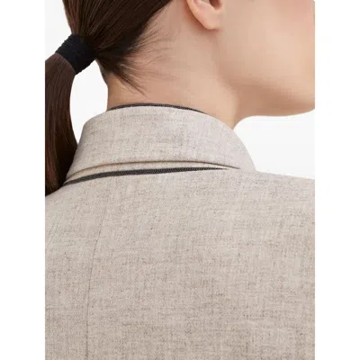 Brunello Cucinelli Double-breasted Jacket With Luxurious Cotton-wool Blend And Elegant Detailing In Neutral