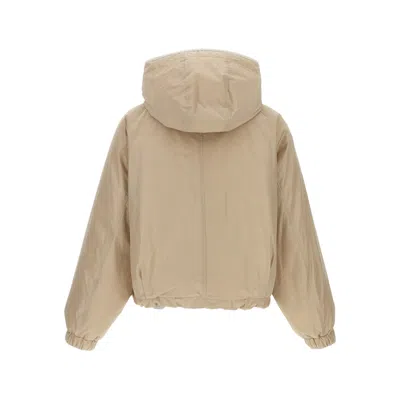 Brunello Cucinelli Hooded Down Jacket Featuring Front Pockets In Neutral