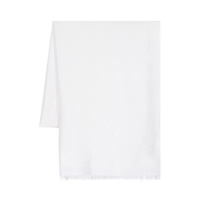 Brunello Cucinelli Sequin-embellished Frayed-hem Scarf In White