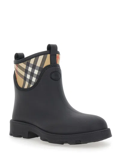 Burberry Marsh Stamp Rubber Ankle Boots In Black