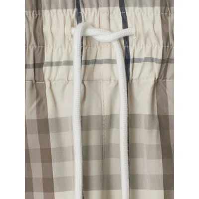 Burberry Cotton Check Drawstring Shorts In White