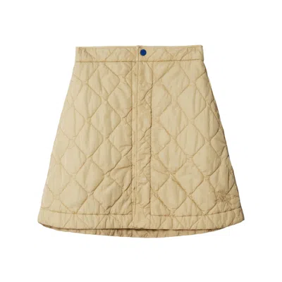 Burberry Almond Beige Quilted A-line Skirt In Neutral