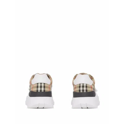 Burberry Check Fabric Sneakers In White