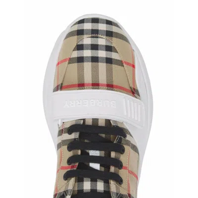 Burberry Check Fabric Sneakers In White