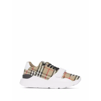 Burberry Check Fabric Sneakers In White