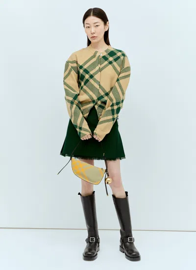 Burberry Shield' Multicolor Wool Blend Bag In Green
