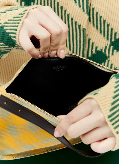 Burberry Shield' Multicolor Wool Blend Bag In Green