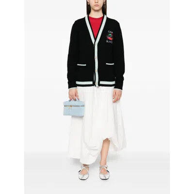 Casablanca Cardigan With Embroidered Panel In Black