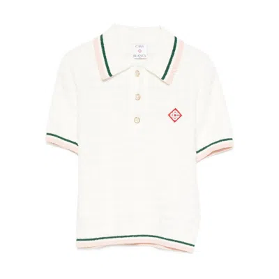 Casablanca Cotton Bouclé Polo Shirt In White