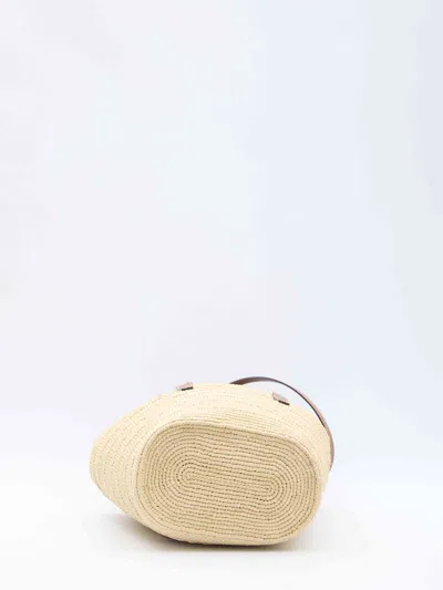 Celine Supple Straw And Leather Shoulder Bag In Brown