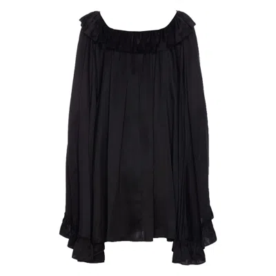 Chloé Pleated Mini Dress In Silk Satin In Black