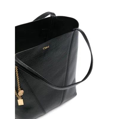 Chloé Chloè Spin Small Leather Tote Bag In Black