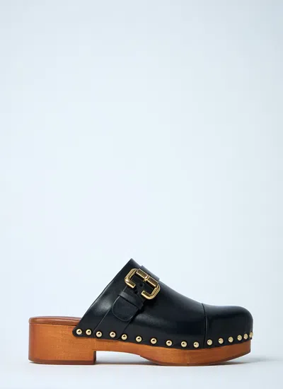 Chloé Chloè Jeannette Leather Clogs In Black