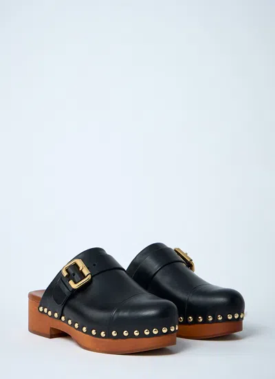 Chloé Chloè Jeannette Leather Clogs In Black