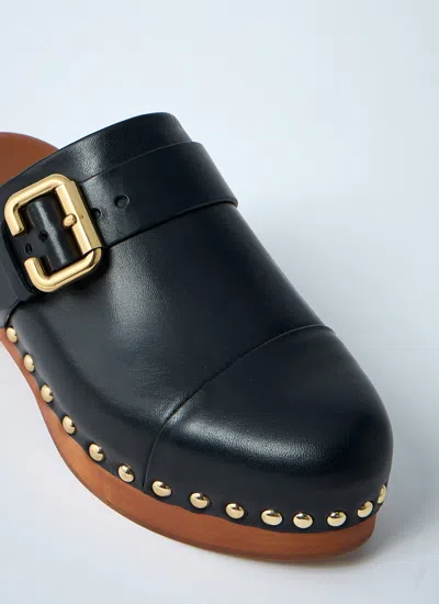 Chloé Chloè Jeannette Leather Clogs In Black