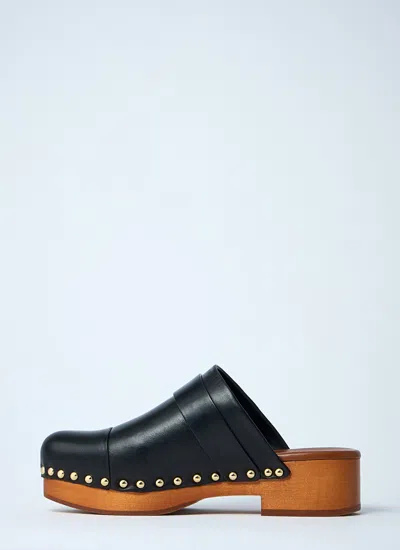 Chloé Chloè Jeannette Leather Clogs In Black