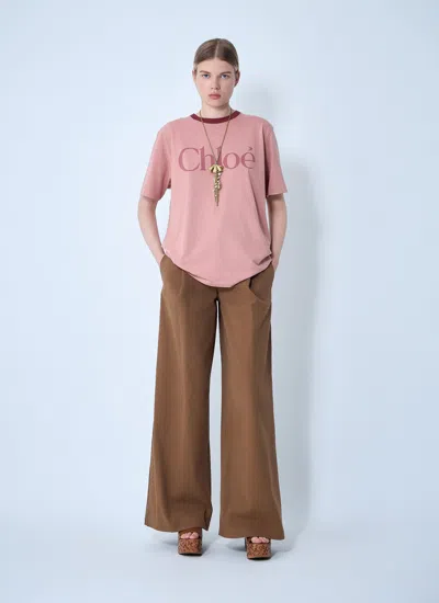 Chloé Pink Cotton T-shirt With Logo In Pink