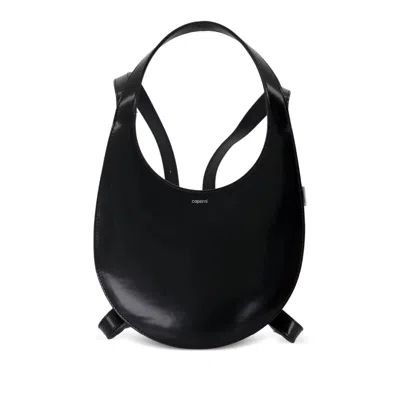 Coperni Swipe Glossy Finish Backpack With Adjustable Strap In Black