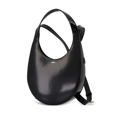 Coperni Swipe Glossy Finish Backpack With Adjustable Strap In Black
