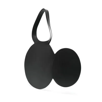 Coperni Mickey Black Handbag With Cut-out Handle And Logo Lettering On The Front In Leather