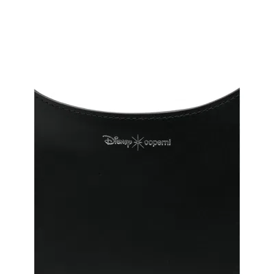 Coperni Mickey Black Handbag With Cut-out Handle And Logo Lettering On The Front In Leather