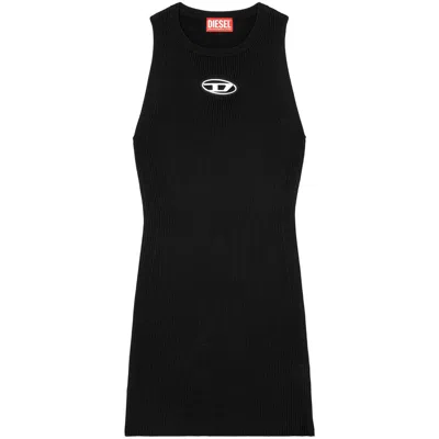 Diesel M-caddix Ribbed Logo Tank Top In Black