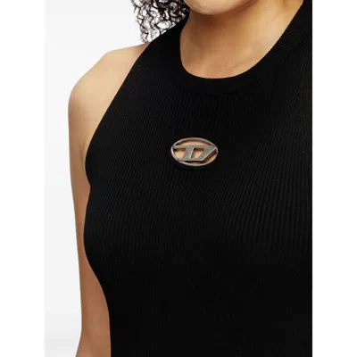 Diesel M-caddix Ribbed Logo Tank Top In Black