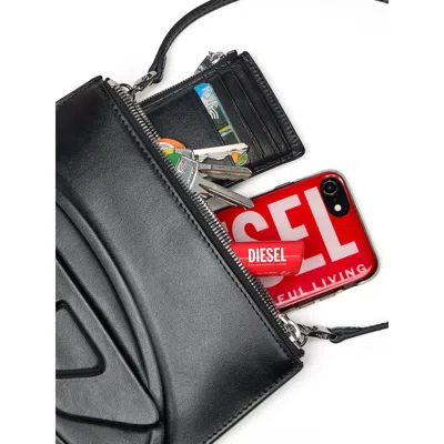 Diesel 1dr 20. Twin Shoulder Bag In Black Leather In Black