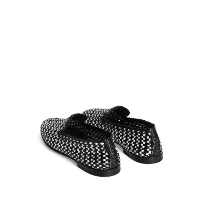 Dolce & Gabbana Woven Two-tone Leather Loafers In White/black