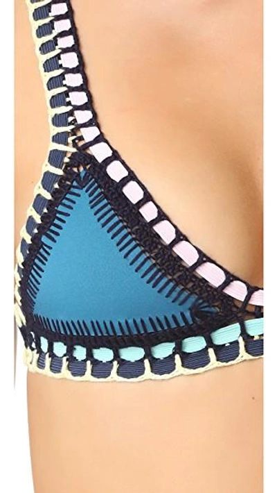 Shop Kiini Flor Bikini Top In Teal/multi