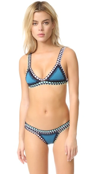 Shop Kiini Flor Bikini Top In Teal/multi