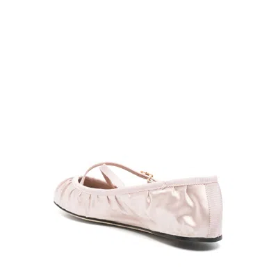 Dolce & Gabbana Elastic Trim Ruched Design Ballerina Flats In Beige