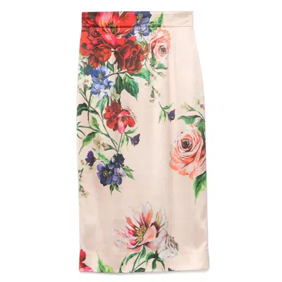 Dolce & Gabbana Longuette Skirt With Floral Print In Multi