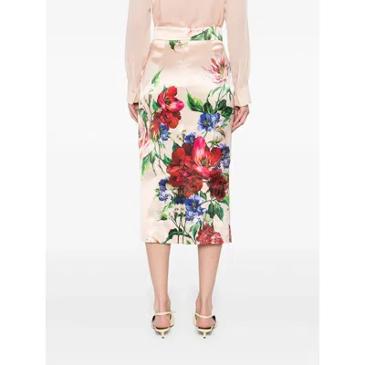Dolce & Gabbana Longuette Skirt With Floral Print In Multi