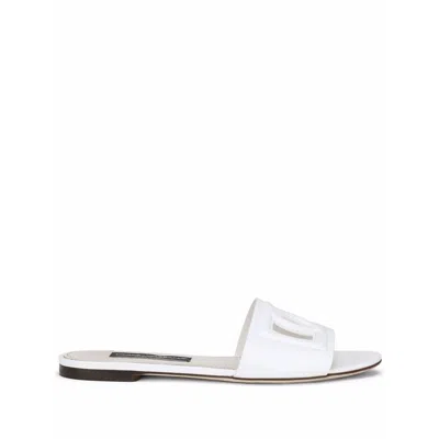 Dolce & Gabbana White Calf Leather Sandals In White