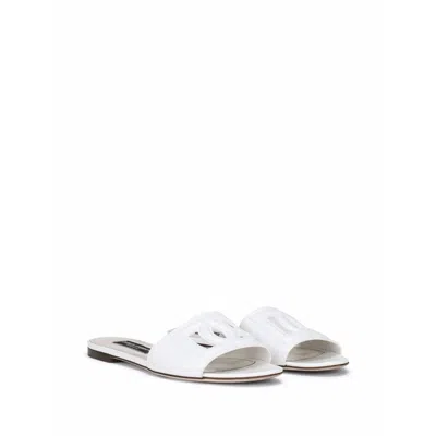 Dolce & Gabbana White Calf Leather Sandals In White