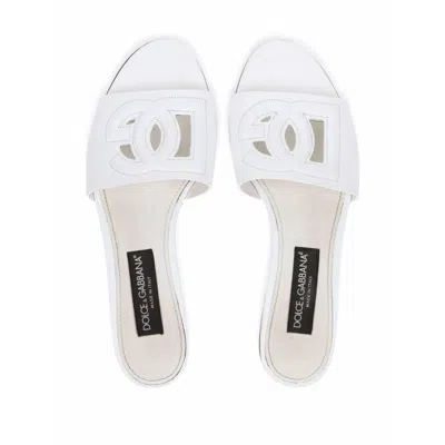 Dolce & Gabbana White Calf Leather Sandals In White