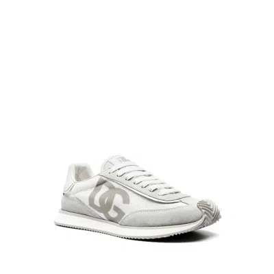 Dolce & Gabbana Calfskin Strobel Portofino Light Sneakers In White