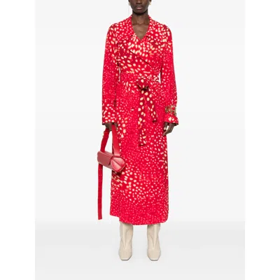 Dries Van Noten Printed Coat In Red